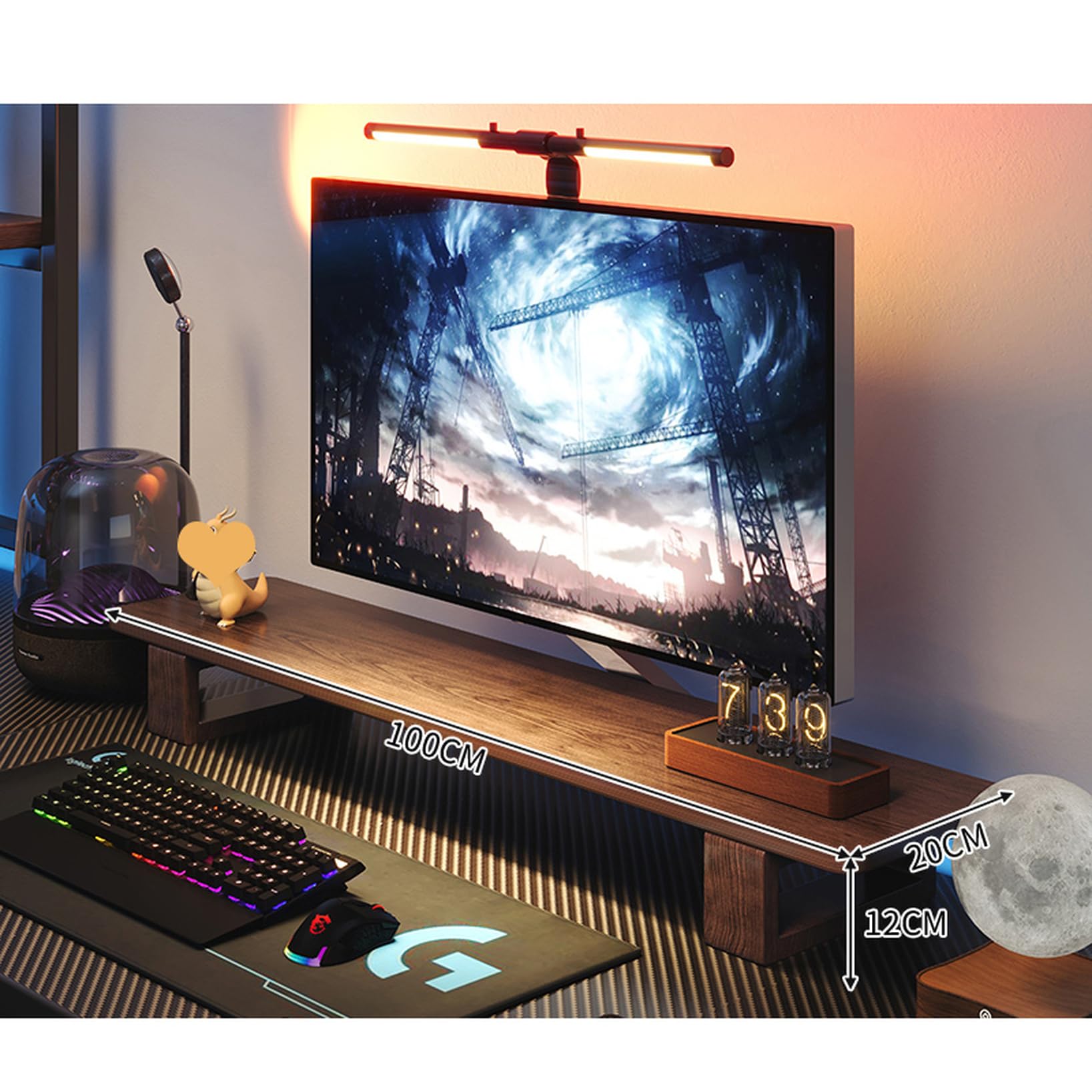 Amazon.co.jp: MJKQ9 PCモニタースタンド 木製 ウォールナット色 pc